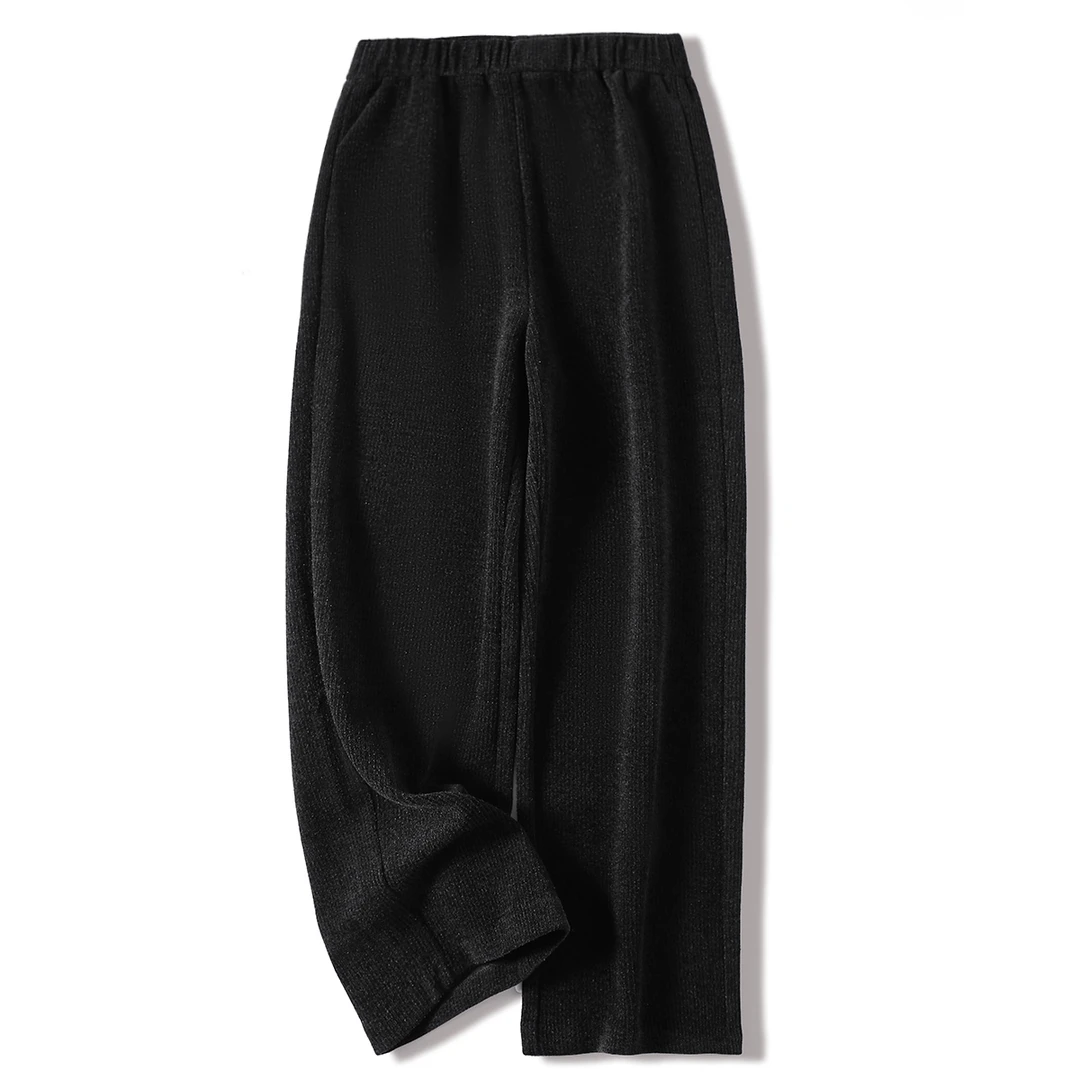 96613 品质柜货！精裁！坑条纹理灯芯绒阔腿裤松紧腰显瘦直筒长裤女