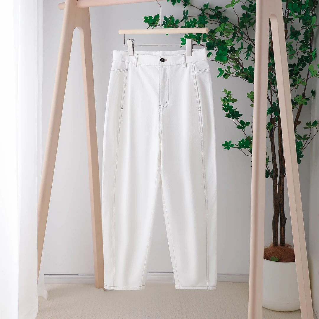 330901 品质柜货！精裁！高品质牛仔镰刀裤宽松显瘦九分百搭休闲裤