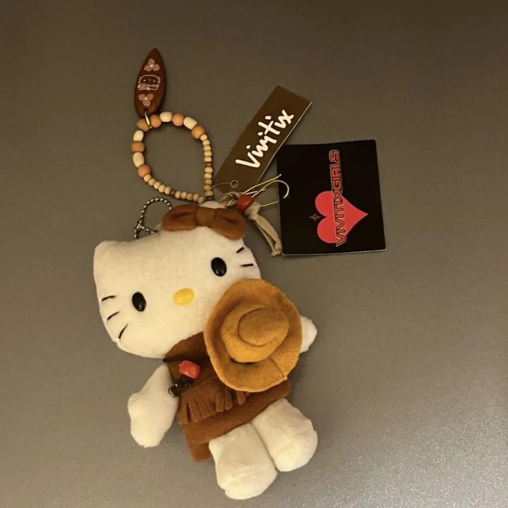 牛仔很忙kitt挂件黑皮棕色包挂凯蒂猫挂饰可爱hello kitty公仔