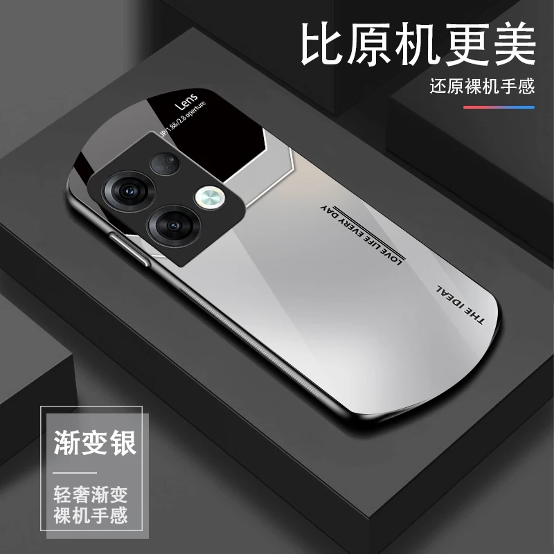 适用OPPO Reno8Pro+渐变lens高颜值全包防摔轻奢手机壳