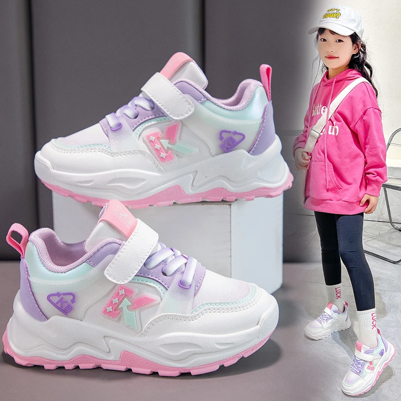 女童运动鞋2024春秋新款防滑软底宝宝鞋魔术贴皮面儿童鞋新年鞋子