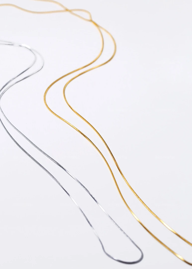 钛钢项链 【洗澡不掉色】百搭小方蛇骨毛衣链可叠戴超长极简设计感