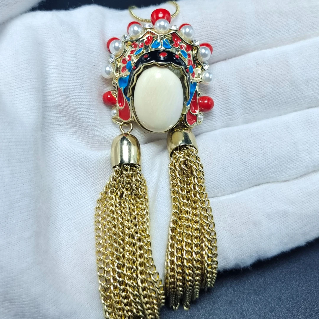 【猛犸兄弟】DD0130天然猛犸牙冰料精品手工雕刻件吊坠京剧脸谱