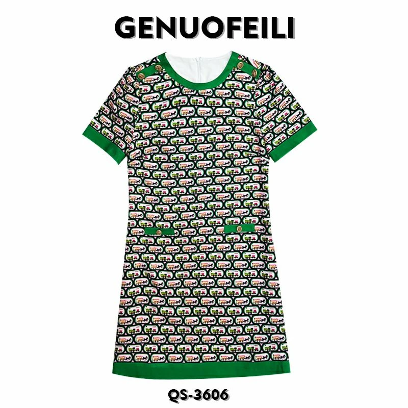 【COCO林可可】QS-6606夏季新品轻奢优雅时尚印花显瘦连衣裙子潮女