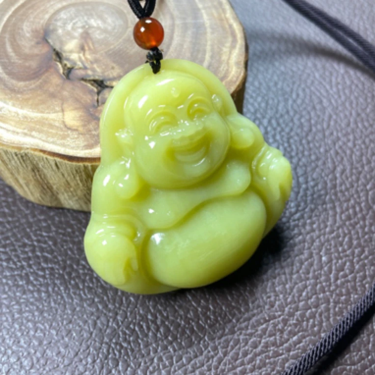 【佟总宠粉】纯天然黄金蛇纹石玉未镶嵌佛公挂坠