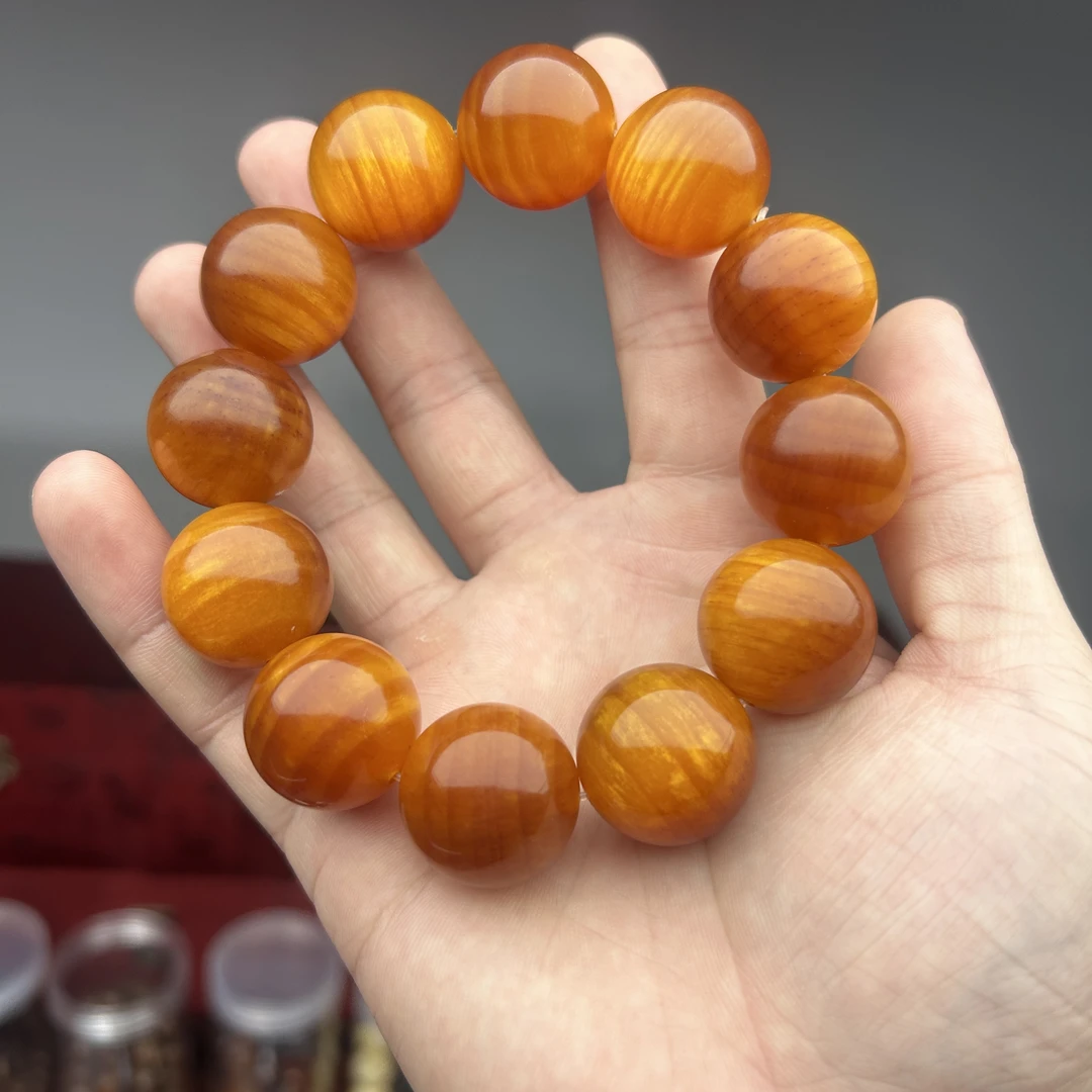 印尼琥珀木2.0规格黄油料琥珀木手串木制品手串+红木礼盒