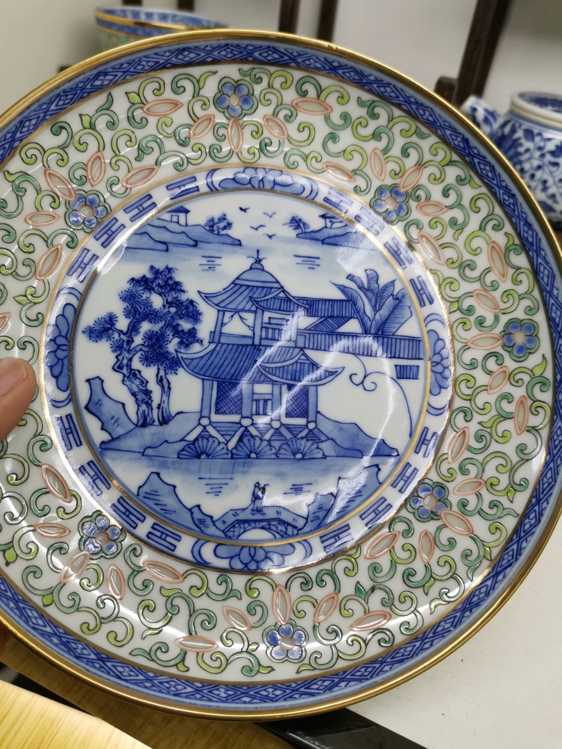 玩玉斗彩赏盘纯手工手绘福利