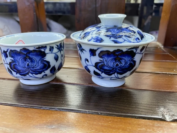 寒窑牡丹花立明堂同款纯手工手绘重工器二才盖碗只做福利