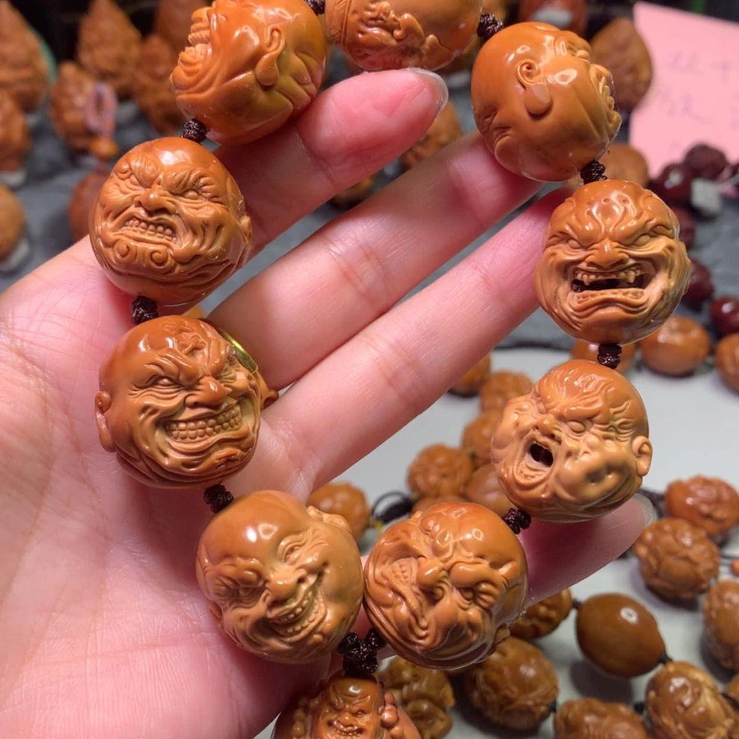 【闪购商品】橄榄核核雕阿*雷恶僧手串