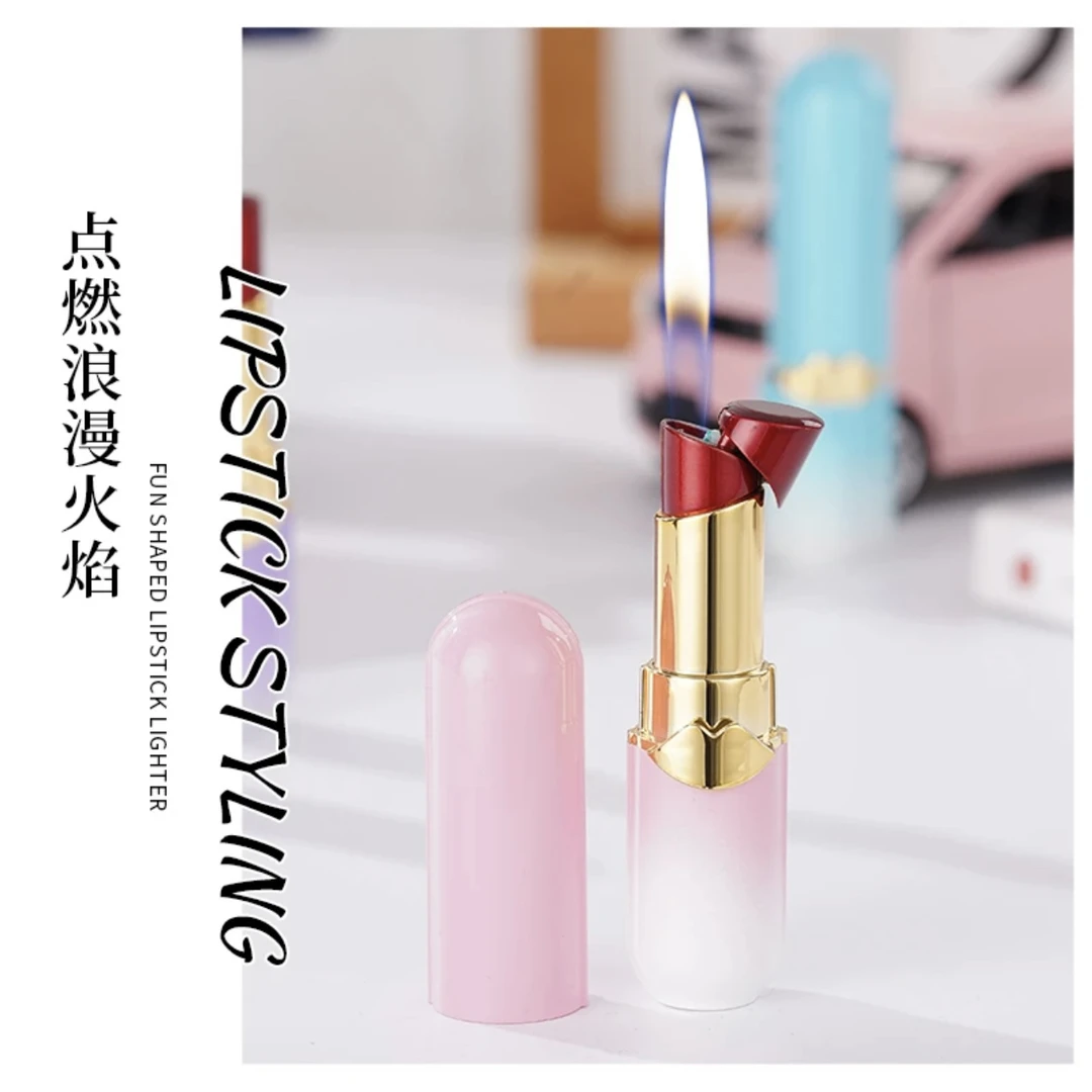 新款口红明火打火机创意个性小巧便携可爱女生ins风礼物