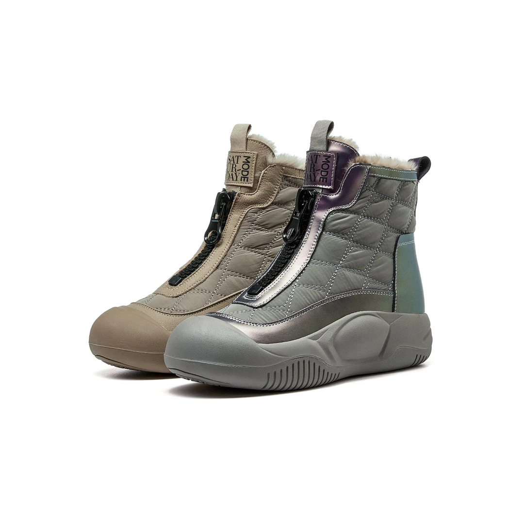 厚底雪地靴女2024冬季新款加绒保暖真皮内增高棉鞋E61