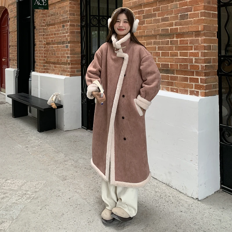 长款加厚皮毛一体大衣外套女冬季爆款2024新款加绒保暖羊羔毛棉服