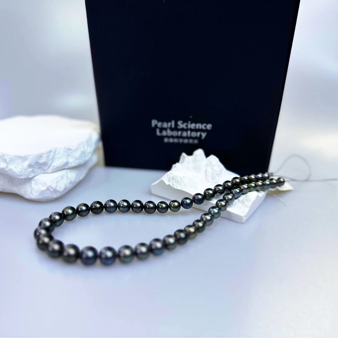 【老蚌头珠宝】真科研FA孔雀绿大溪地珍珠全珠链天然珍珠多样性发货