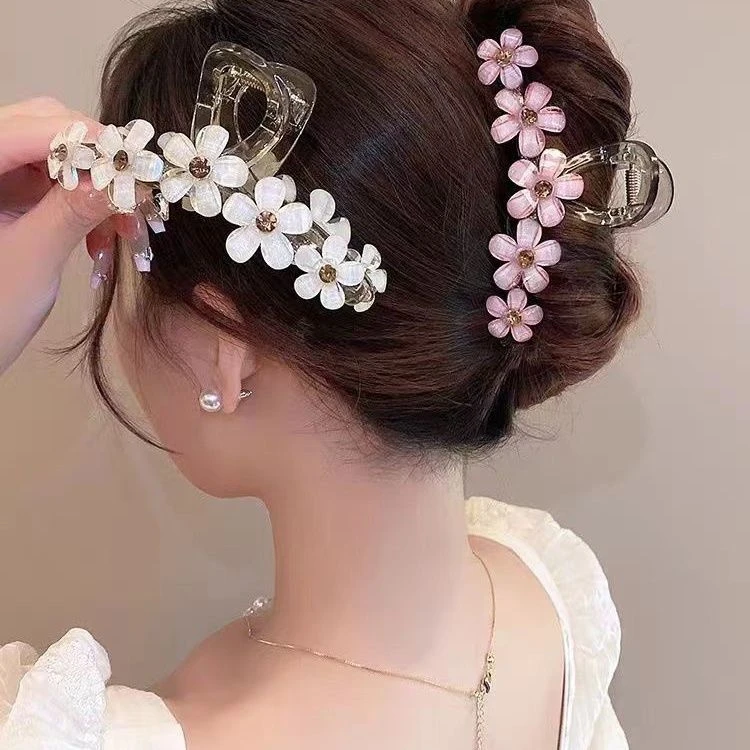 亚克力花朵新款大号夹子气质头饰女后脑勺抓夹鲨鱼夹发卡网红发夹