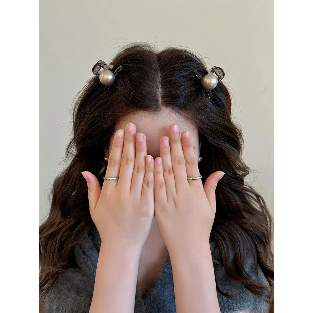 优雅俏皮~贝珠半扎发夹头饰ins刘海小抓夹女高级感2024新款鲨鱼夹