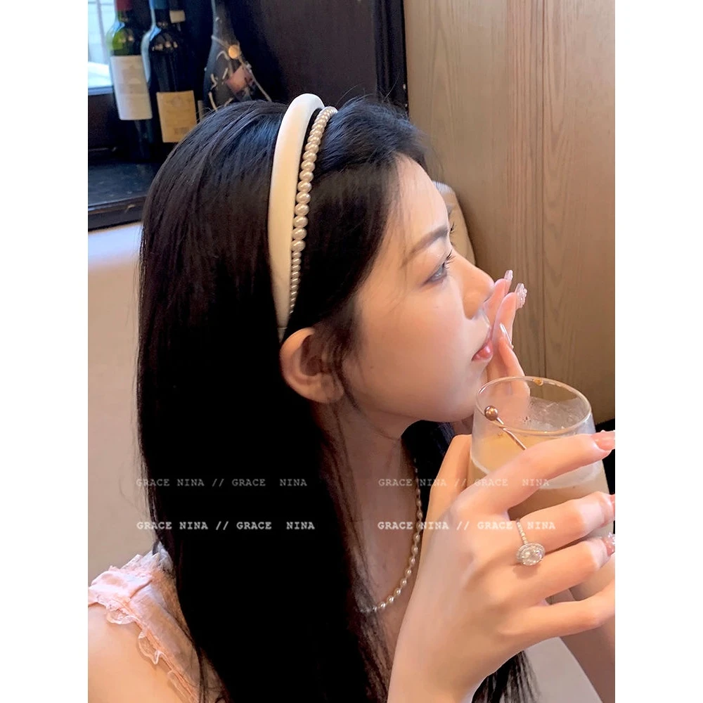 邻家姐姐~气质温柔珠珠发箍女网红新款高级感发卡高颅顶头箍发饰