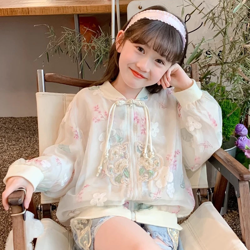 女童夏装防晒衣外套新中式新款洋气薄款夏季时髦中大童国风童装