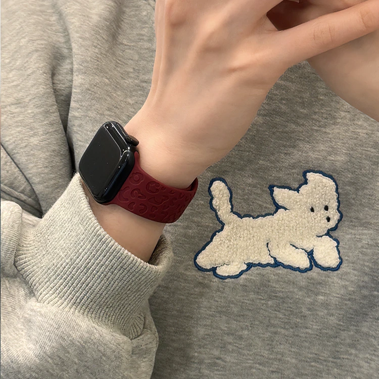 适用苹果Appleiwatch/S10/9/8SEultra手表表带豹纹硅胶柔软舒适
