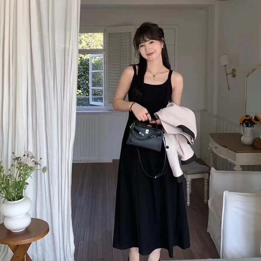 哲子妈家韩版休闲显瘦百搭吊带连衣裙~