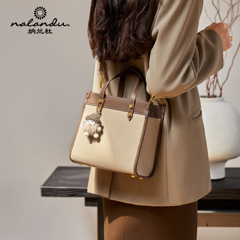 纳兰杜头层牛皮轻奢手提包女2025新款轻奢斜挎包百搭单肩女包1056