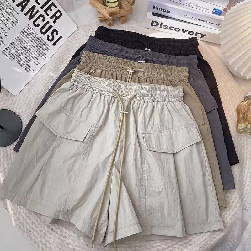 薄款女童工装阔腿裤2024夏季新款男童速干a字运动短裤子中大童潮