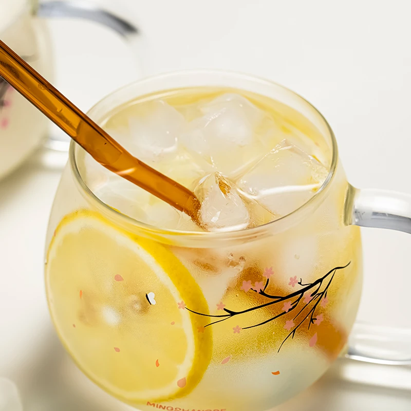 明尚德LB001冷变马克杯大容量喝水杯耐热玻璃水杯可爱透明家用