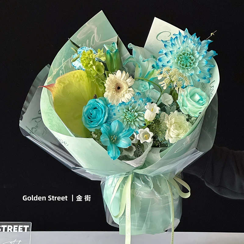 花屿薄荷曼波春夏系列鲜花束包花纸传统花艺diy清新风包装纸材料