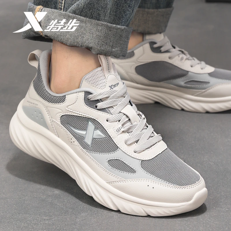 特步男鞋夏季2024新款透气休闲鞋官方正品轻便网面软底运动鞋男款