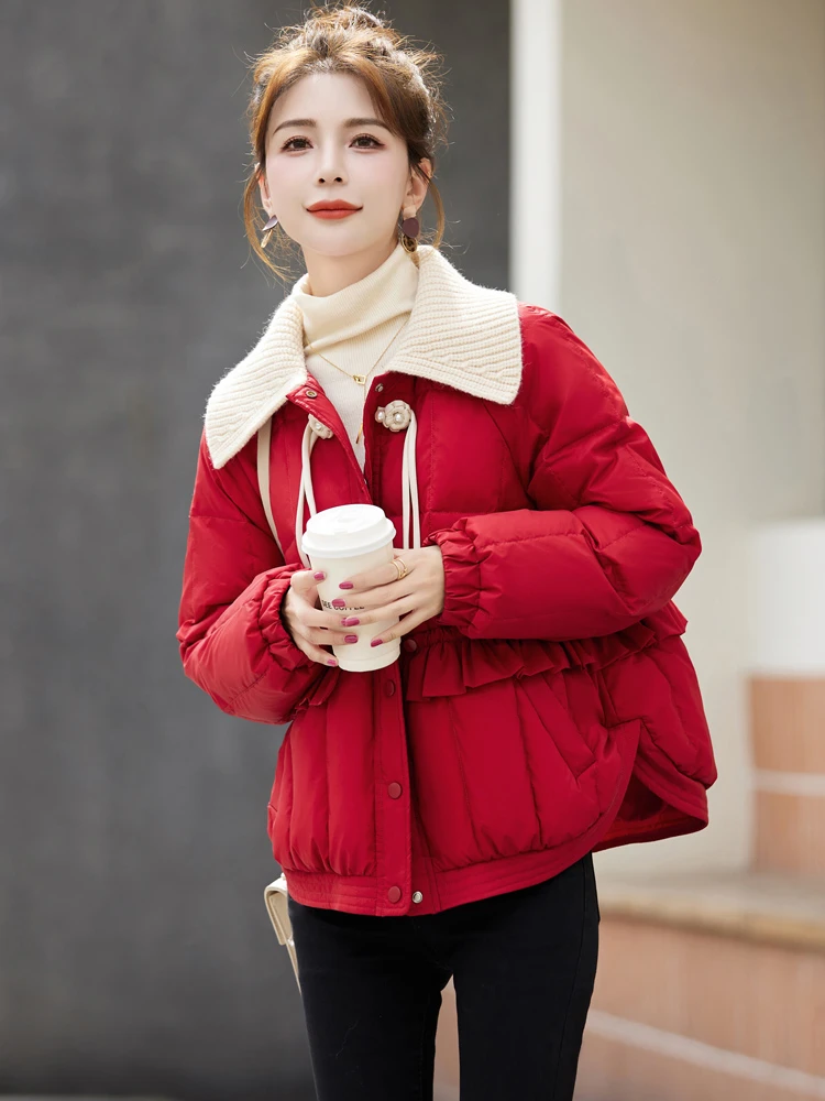 2023年冬季新款轻薄夹棉中长款棉服外套保暖休闲棉袄大衣大码女装