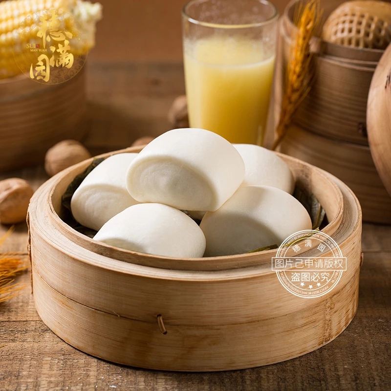穗满园营养早餐【奶香馒头】360克/12只广式早点包子速冻食品