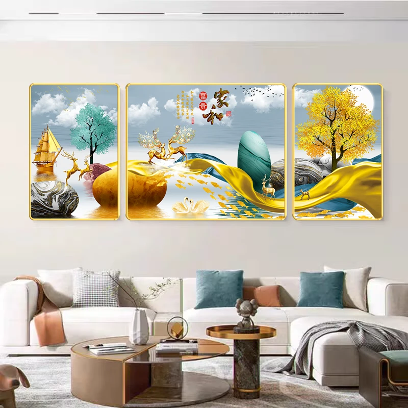 SL013现代简约家和富贵晶瓷镶钻装饰画客厅沙发背景墙挂画画