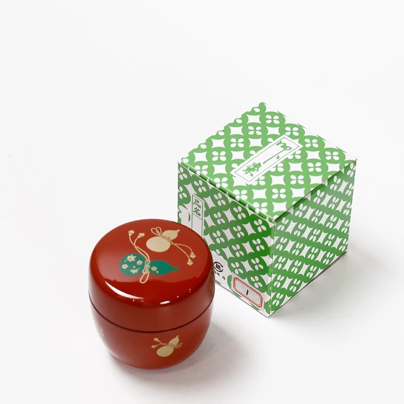 日本进口越前漆器树脂枣型茶叶罐 抺茶便携密封罐