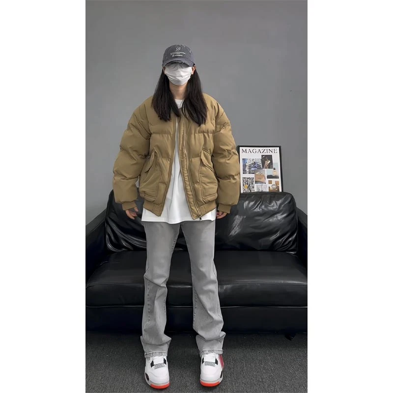 美拉德棕咖色九江棉服男冬季短款工装棉衣外套ootd穿搭棒球面包服