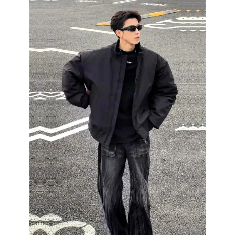 bomber美式飞行员夹克棉服男款冬季高级感潮牌外套cleanfit棒球服