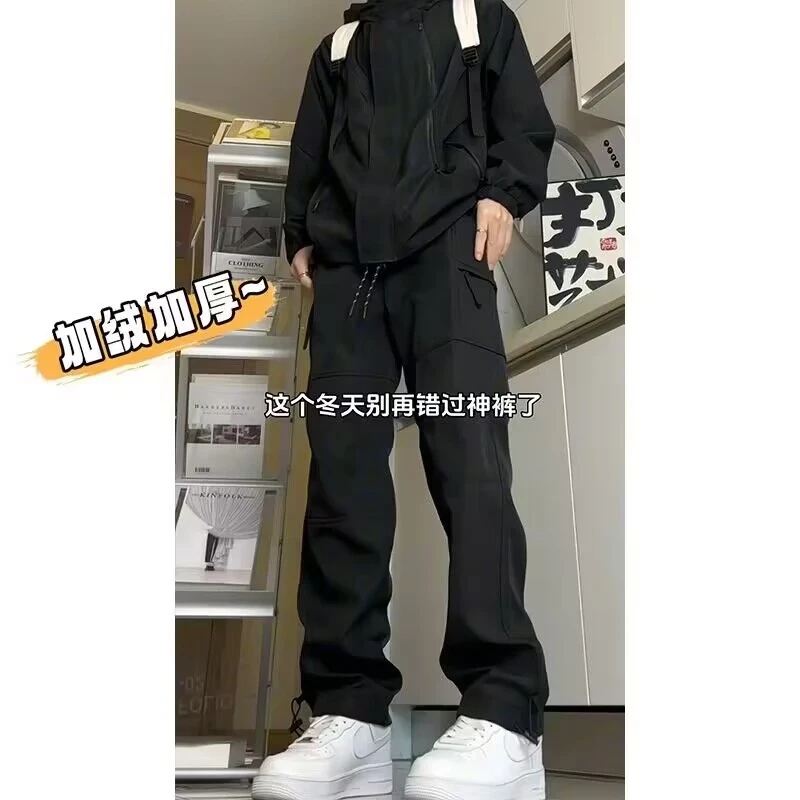 美式机能冲锋衣搭配的裤子男款冬季加绒工装冲锋裤三防户外登山裤