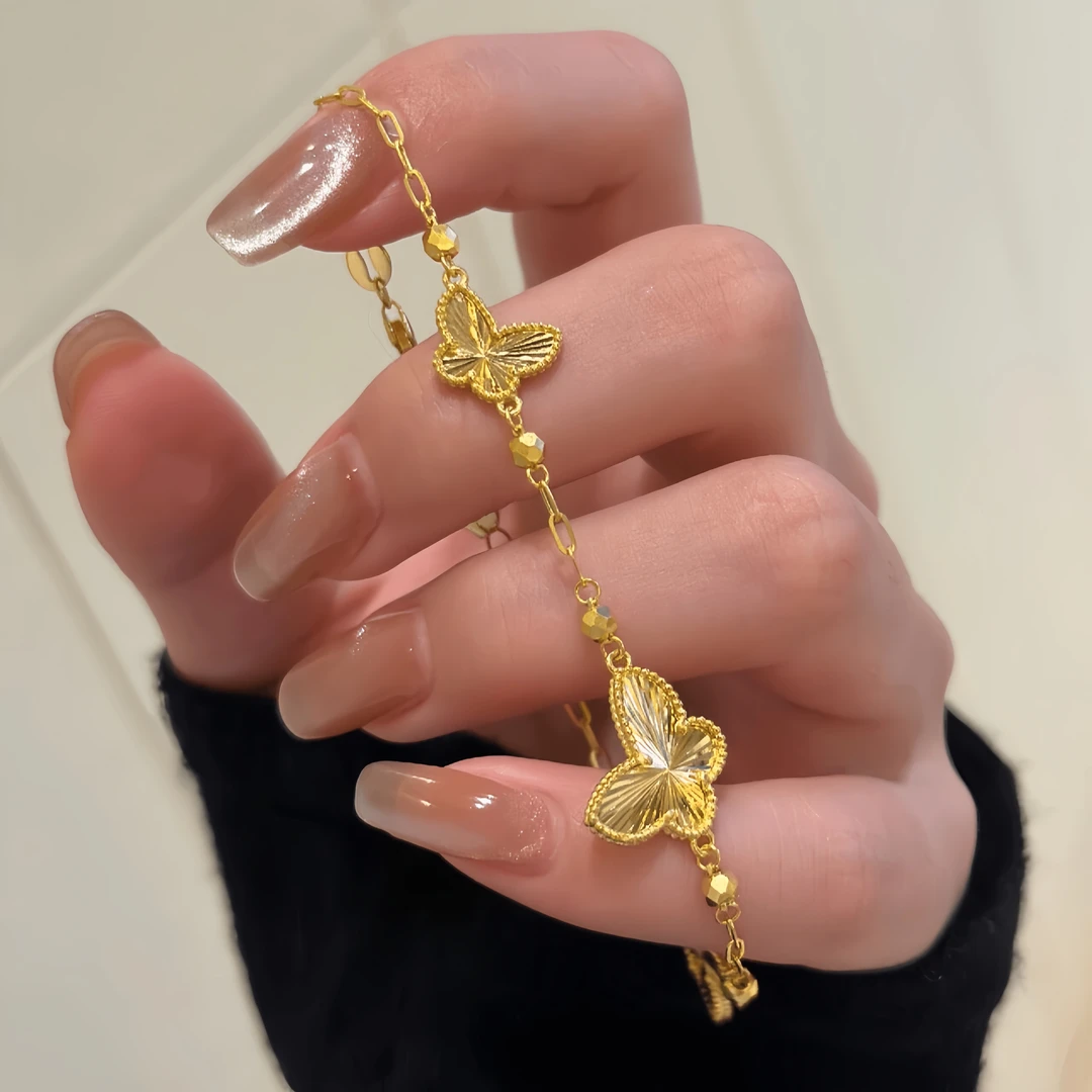 钛钢手链 金色蝴蝶手链女ins时尚气质仙女轻奢小众高级感手饰七夕