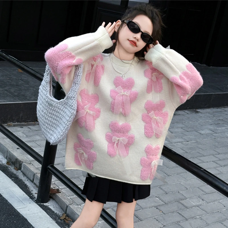 童装2024新款女韩系穿搭秋冬季2024新款儿童毛衣女款加厚女童针织