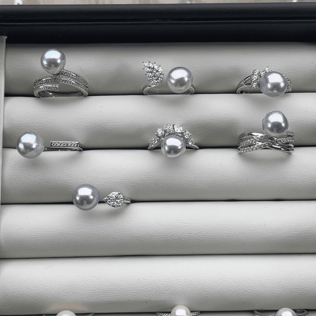 【闪购商品】海水珍珠戒指银S925镶嵌s随机发天然真多麻巴洛克9-10