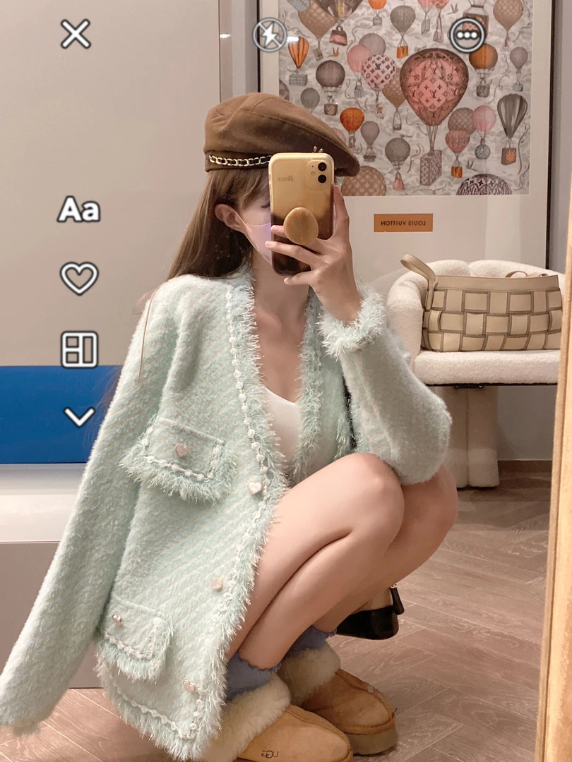 2025秋冬新款气质名媛法式小香风针织女百搭外套开衫小香风上衣