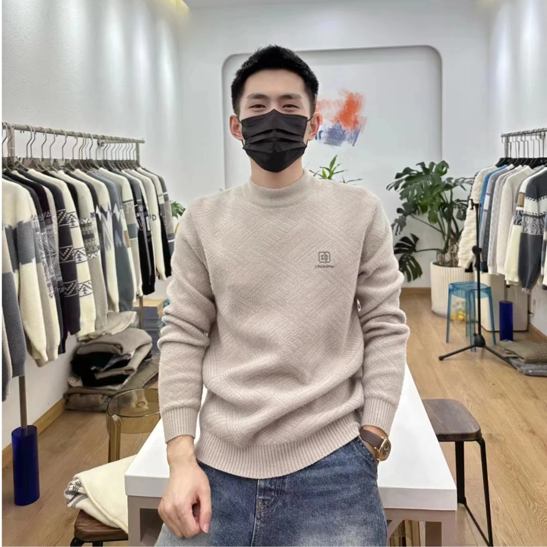 冬季男士针织半高领时尚羊毛衫