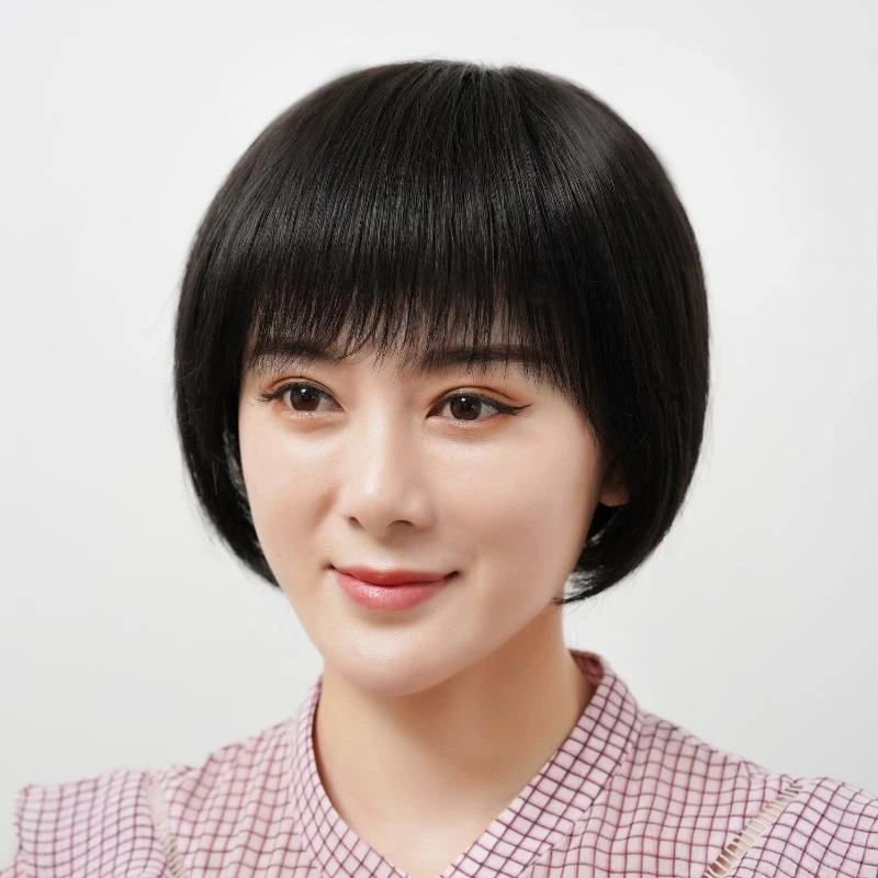 中老年妈妈假发波波头高档真发全真人发丝假发头套光头专用全头套