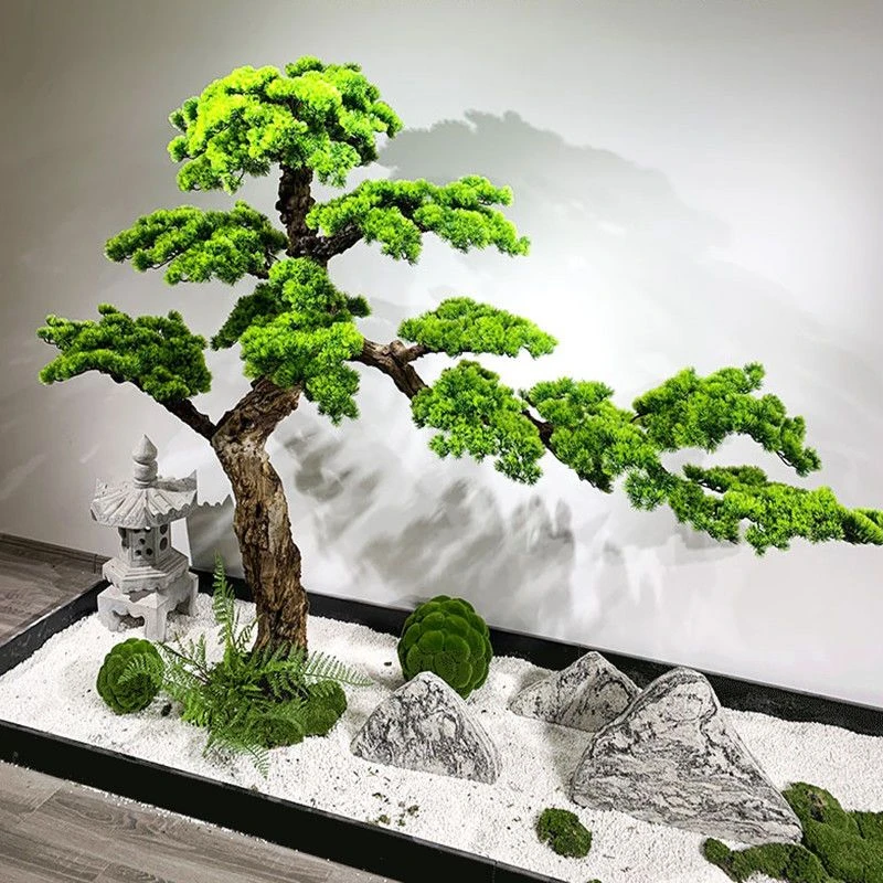 仿真迎客松松树罗汉松假松树造型仿真树假树装饰楼梯商场装饰定制