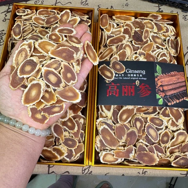 高丽参 精选老高丽参 原枝现切菊花纹片 手工切片 特大片