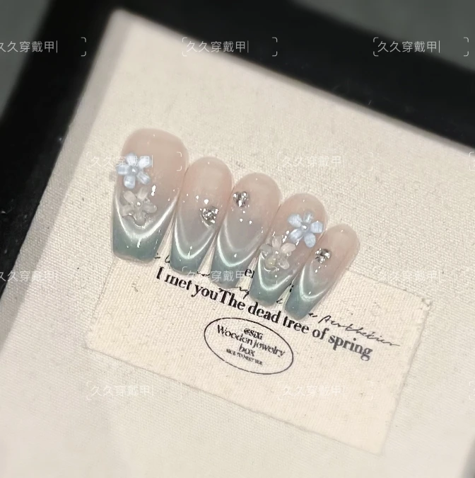 【薄荷糖】纯手工穿戴甲美甲贴片可拆卸指甲贴片免烤冰