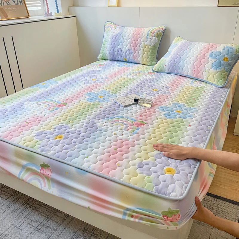 新款印花夹棉床笠床垫保护套榻榻米加厚防滑床笠罩床四季通用床品