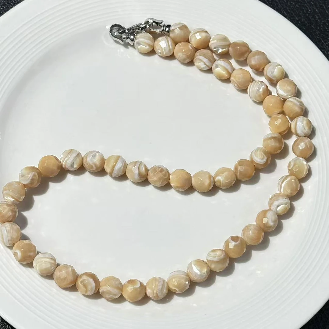 清货福利 深海卡其满猫眼血丝贝母切割面妈妈链 LG2340