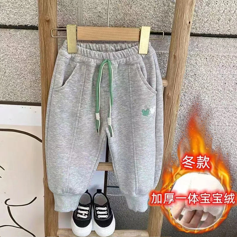 儿童裤子春秋外穿男女童冬季一体加绒加厚卫裤宝宝中小童运动裤
