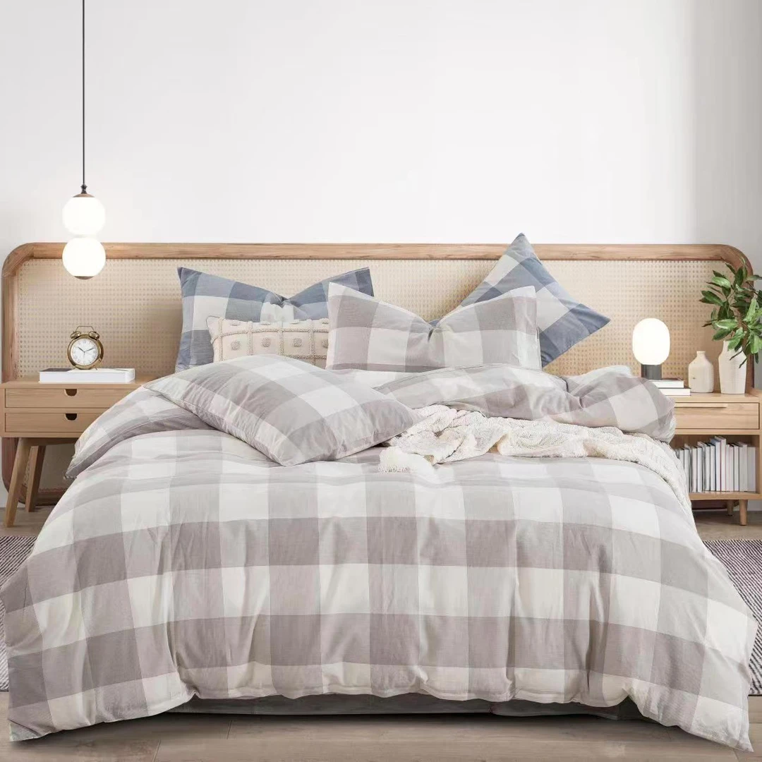 【全棉单品床单】无印同款100%全棉水洗棉单品床单格子纯棉被套