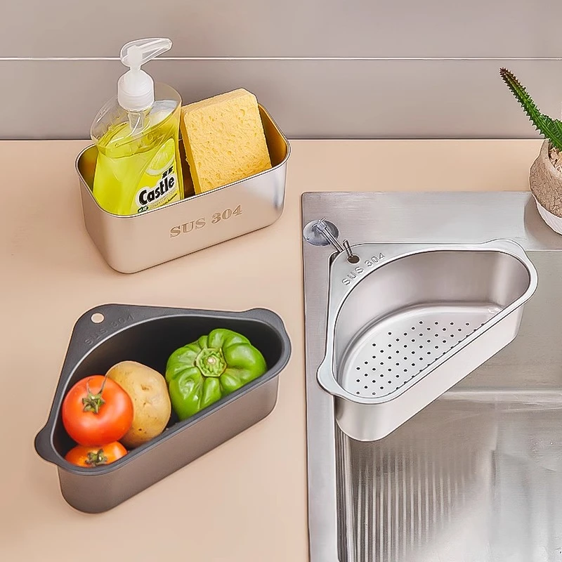 水槽沥水架厨房三角沥水篮水龙头置物架洗碗池水池滤水网收纳挂篮
