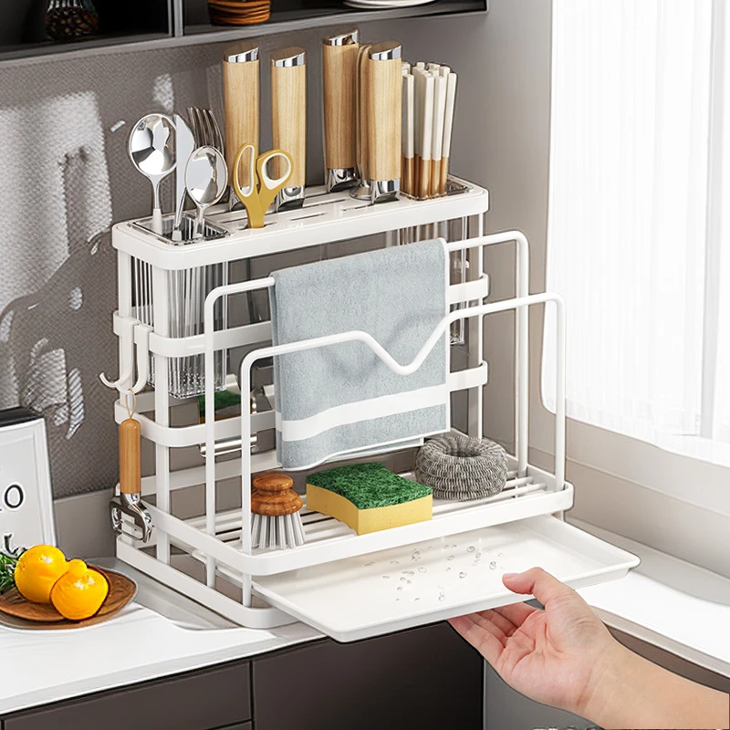厨房置物架筷子收纳盒家用刀架多功能砧板架刀架筷子笼一体收纳架
